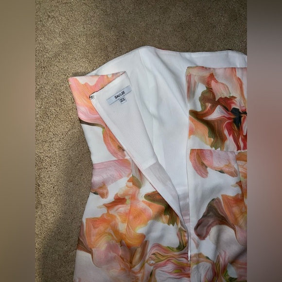SAU LEE Hester Floral Strapless Minidress in White/Orange at Nordstrom - Picture 9 of 11